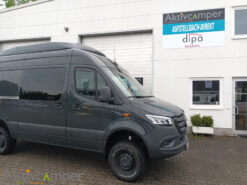 Skyup Sprinter Aufstelldach neue Version offroad Schlafdach Italien Sky-up vorne seitlich geschlossen