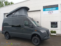 Skyup Sprinter Aufstelldach neue Version offroad Schlafdach Italien Sky-up vorne seitlich offen